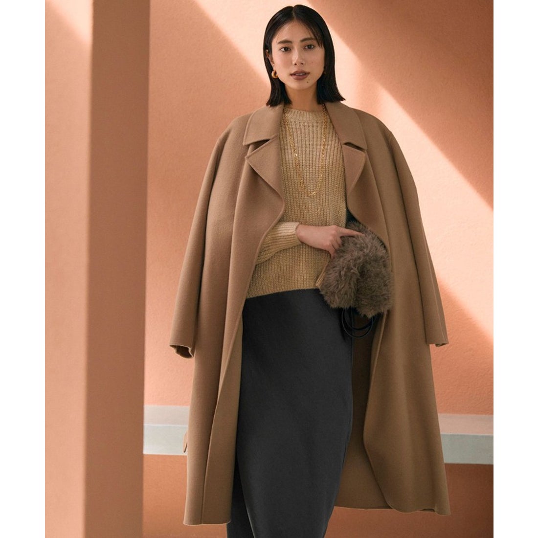 アイシービー ICB WoolRever ロングコート （キャメル系