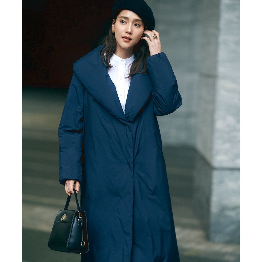 ICB ADSダウン ショールカラーコート （ネイビー系） -ファッション