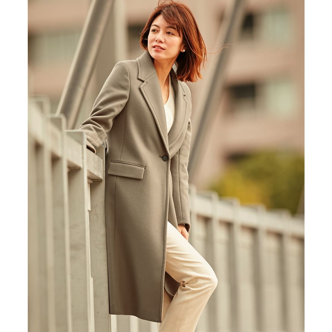 ICB L Shell Melton チェスターコート （カーキ系） -靴＆ファッション