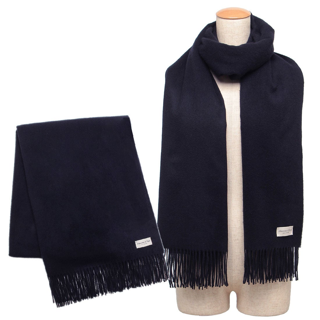 ジョンストンズ ストール マフラー ネイビー レディース JOHNSTONS