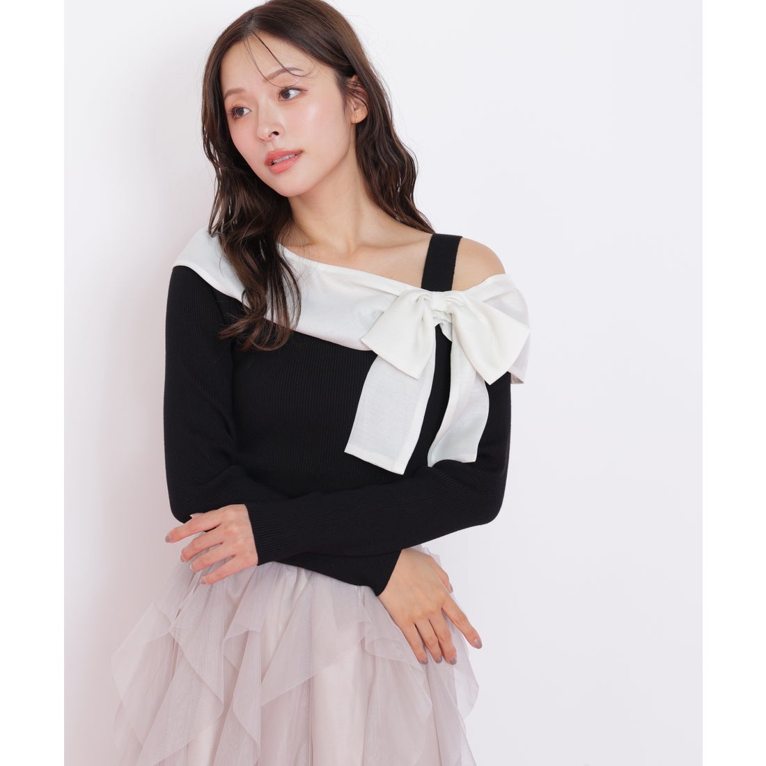 ジルバイジルスチュアート JILL by JILLSTUART アシメリボンニット