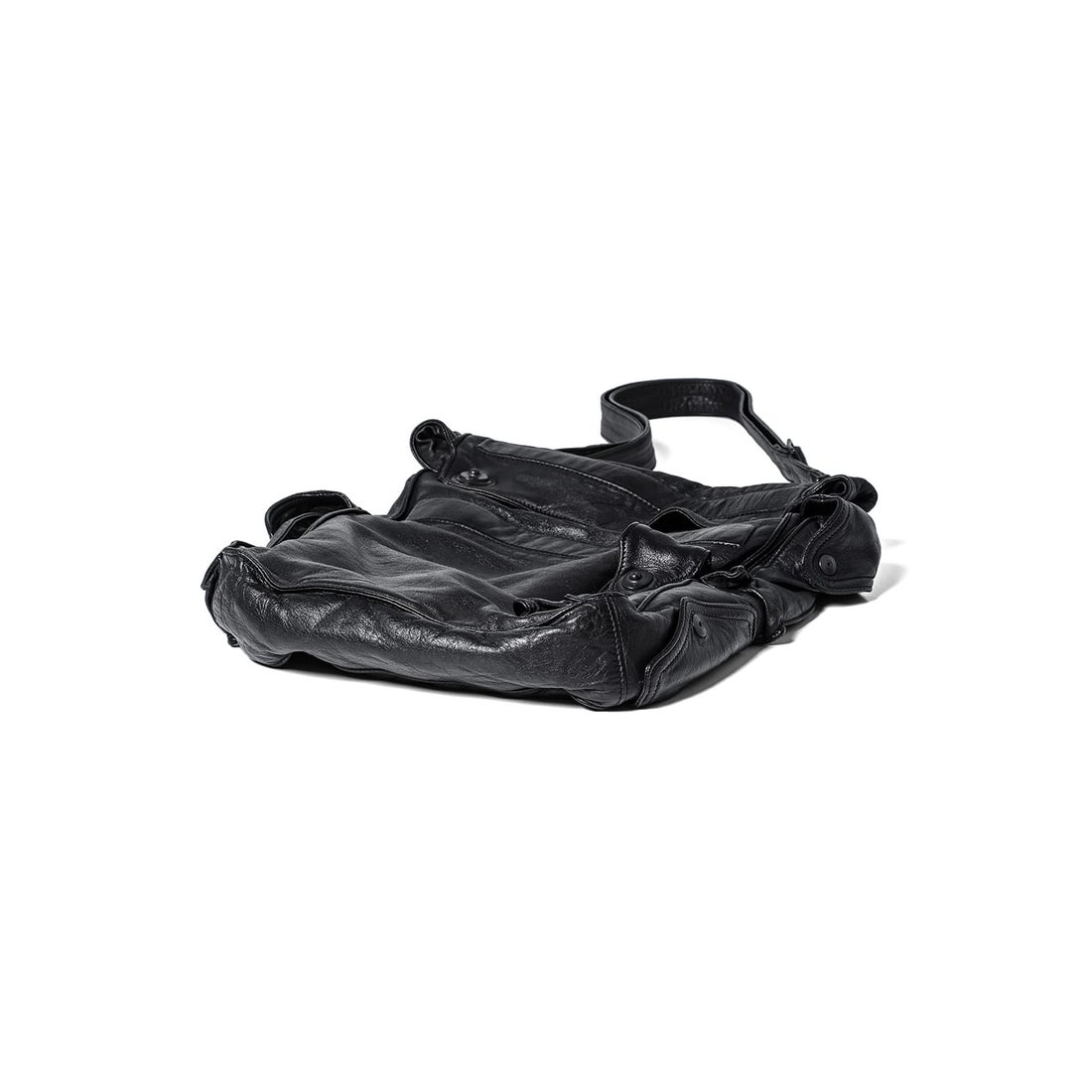 JULIUS Leather Large Gasmask Bag （Black） - Osaka / Kyoto, -FASCINATE