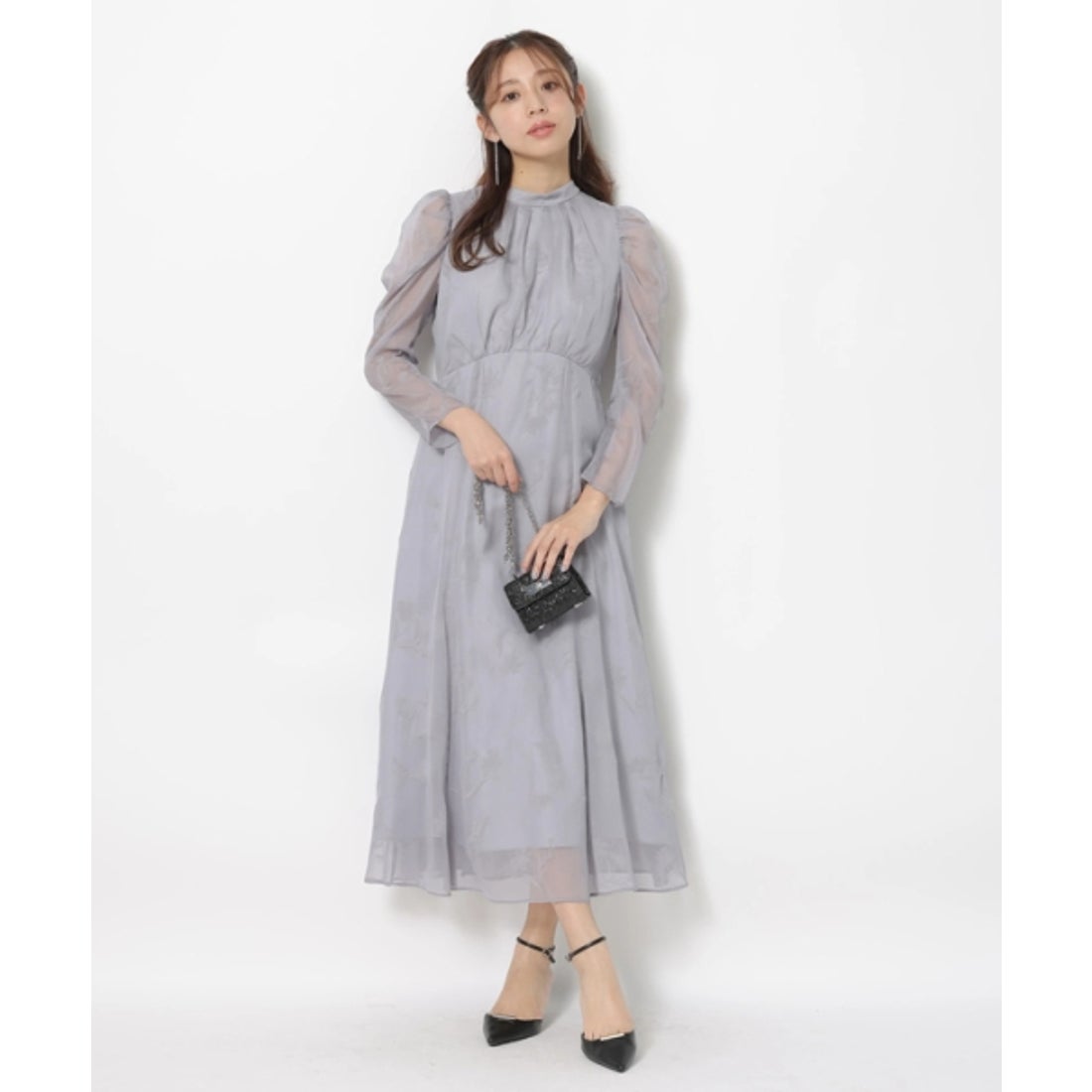 ジャスグリッティー JUSGLITTY フロッキープリントワンピース