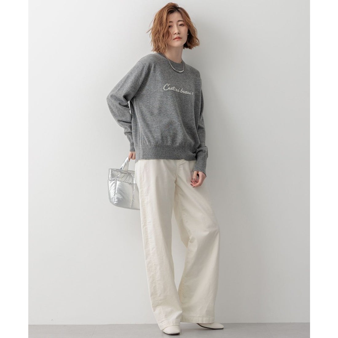 ニジュウサンク チイサイサイズ 23区 S 【洗える】レターロゴ ニット