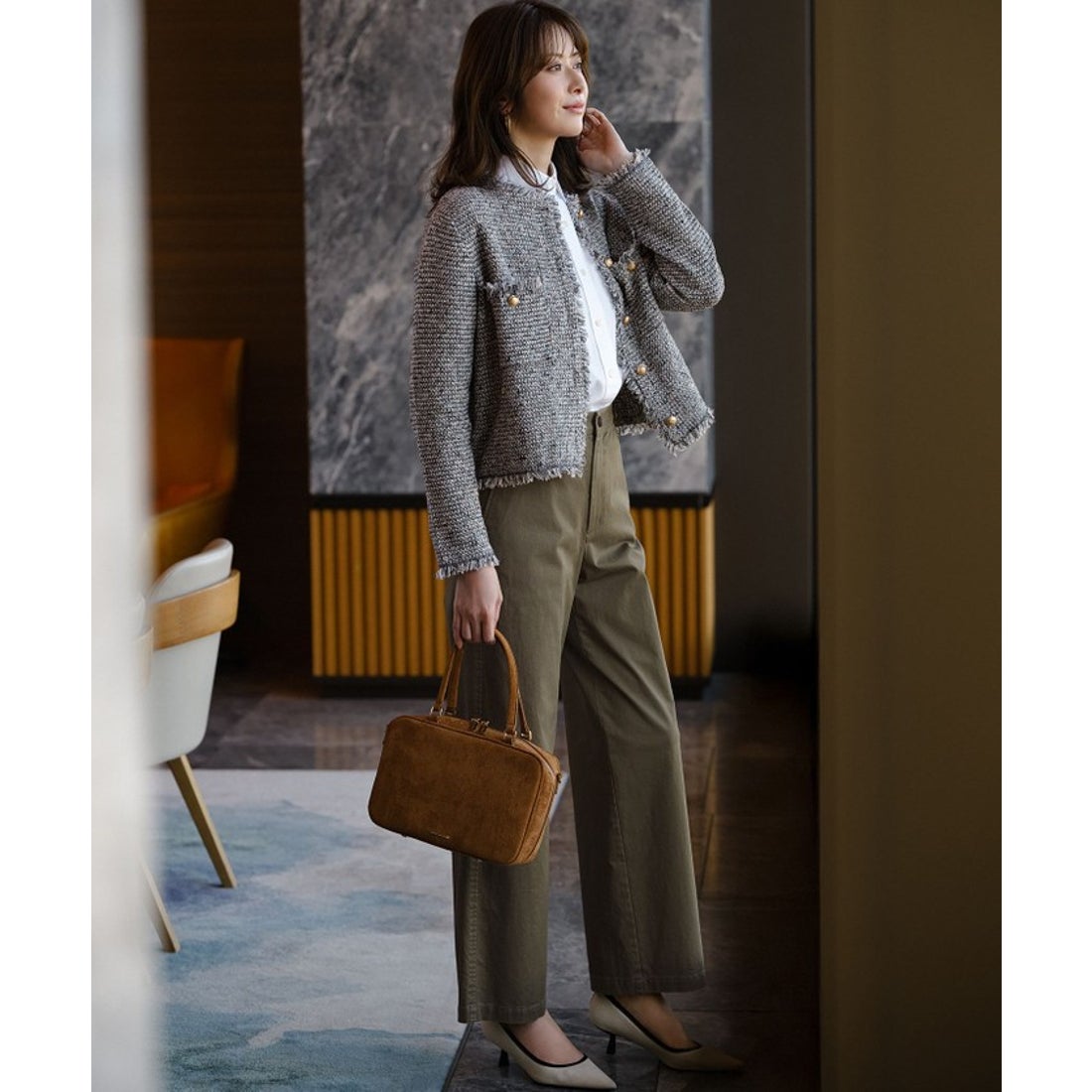 ニジュウサンク チイサイサイズ 23区 S 【洗える】ツイード ニット