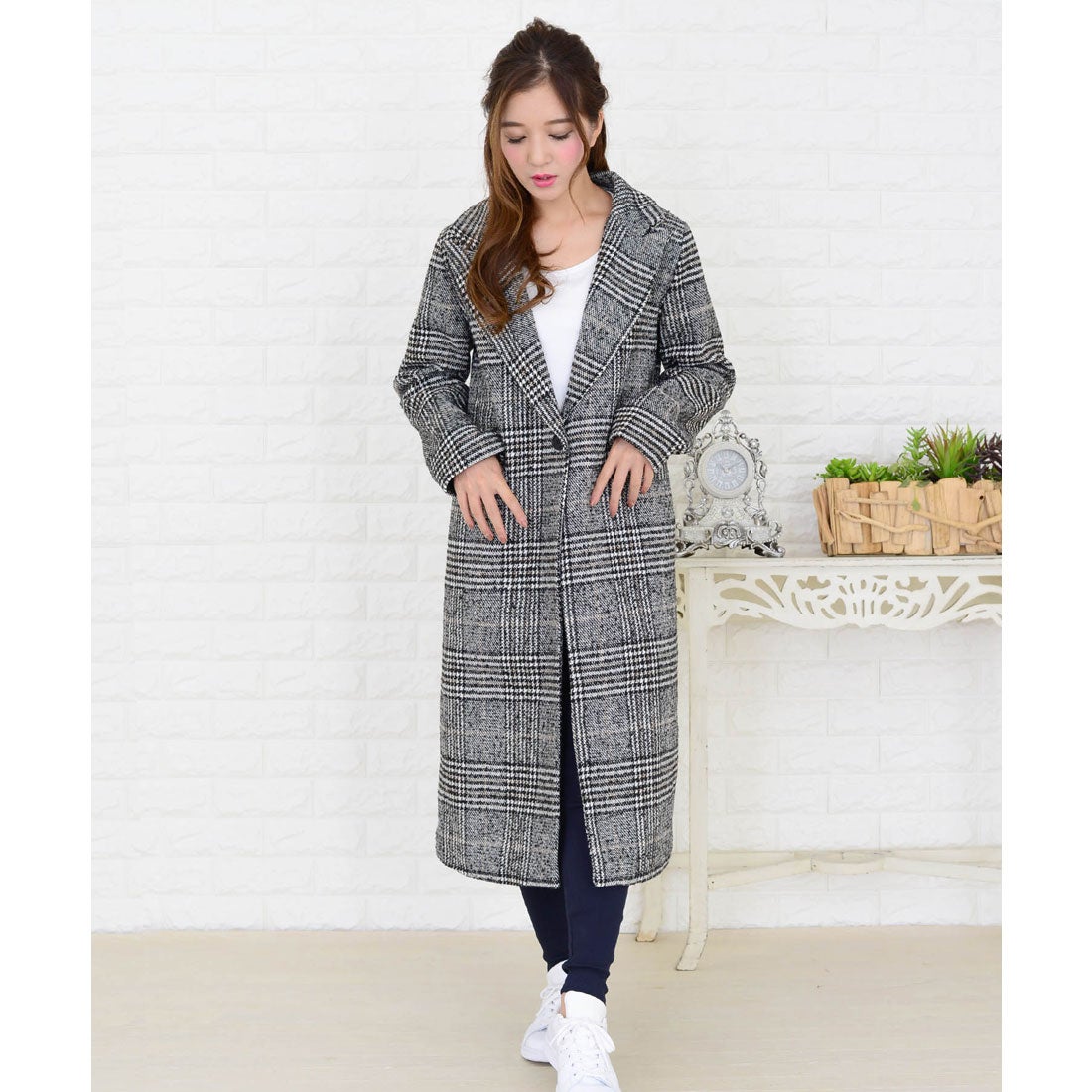 レースレディース Lace Ladies グレンチェック柄ロングチェスター