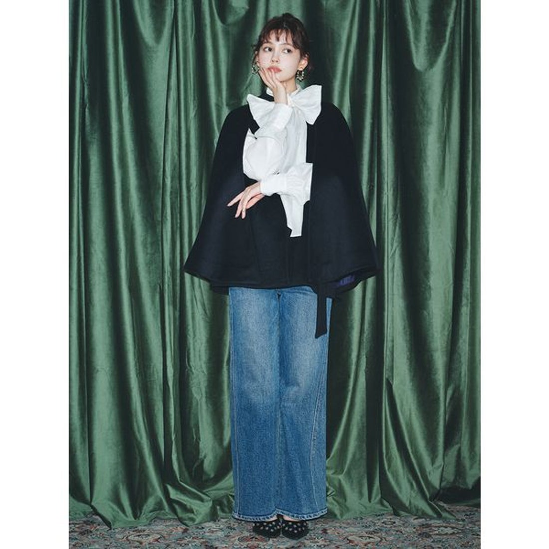 リリーブラウン LILY BROWN ミドル丈ケープコート （CHECK