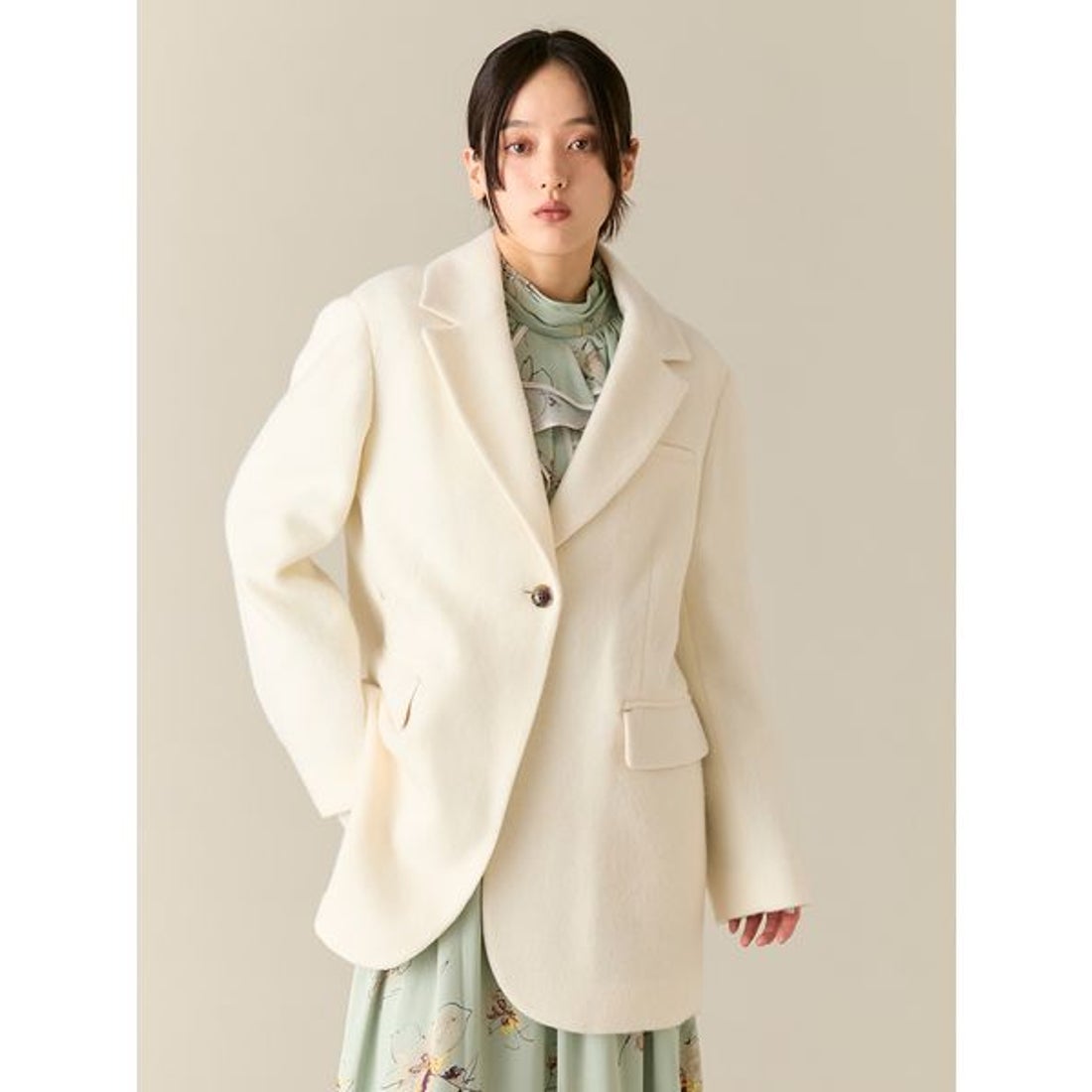 リリーブラウン LILY BROWN ベルト付きシャギーオーバージャケット