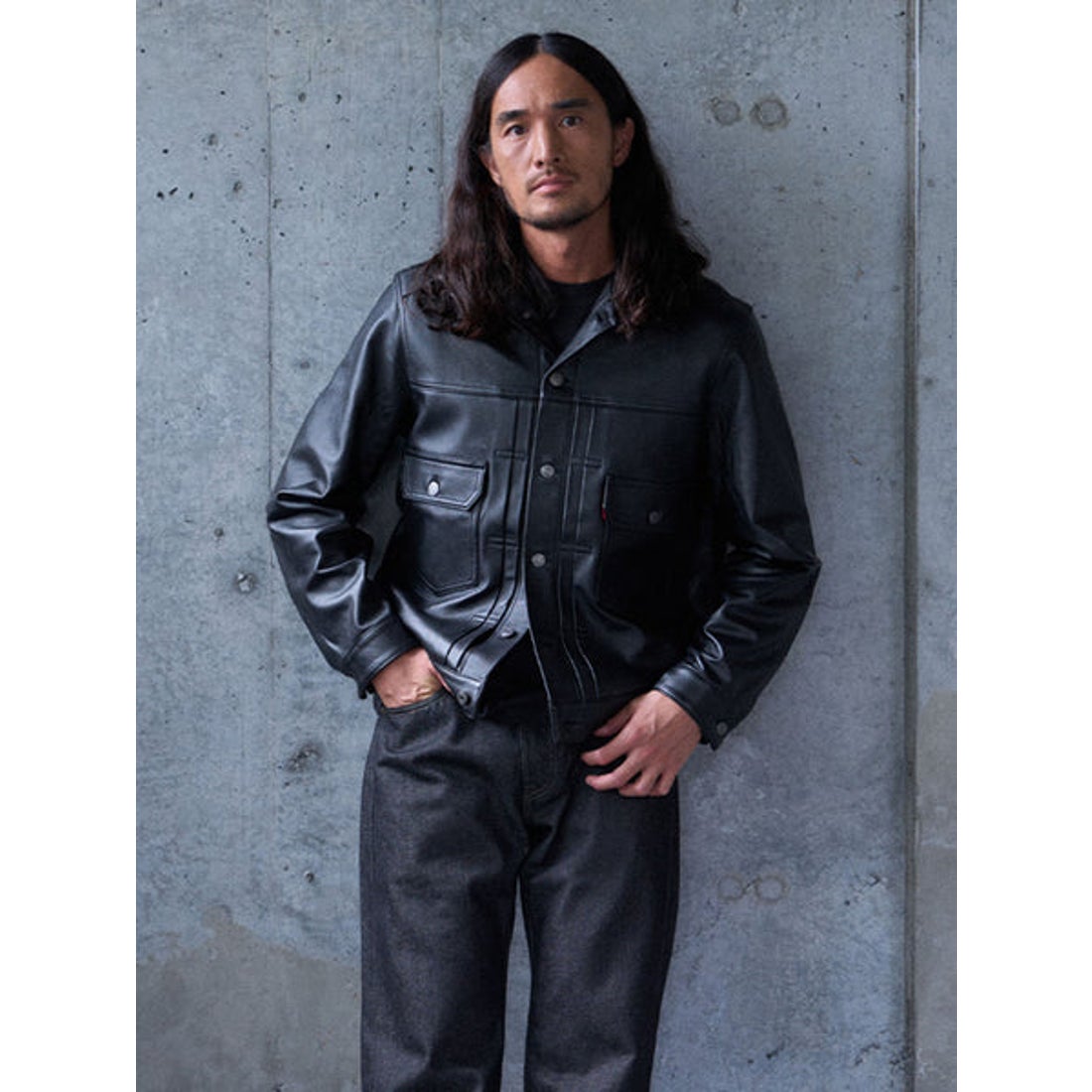 リーバイス LEVI'S PREMIUM BLACK TYPEⅡ TRUCKER LEATHER JACKET