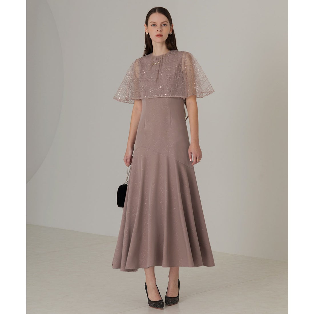 レジャ Leja チェックスパンコールボレロラメマーメイドフレアドレス