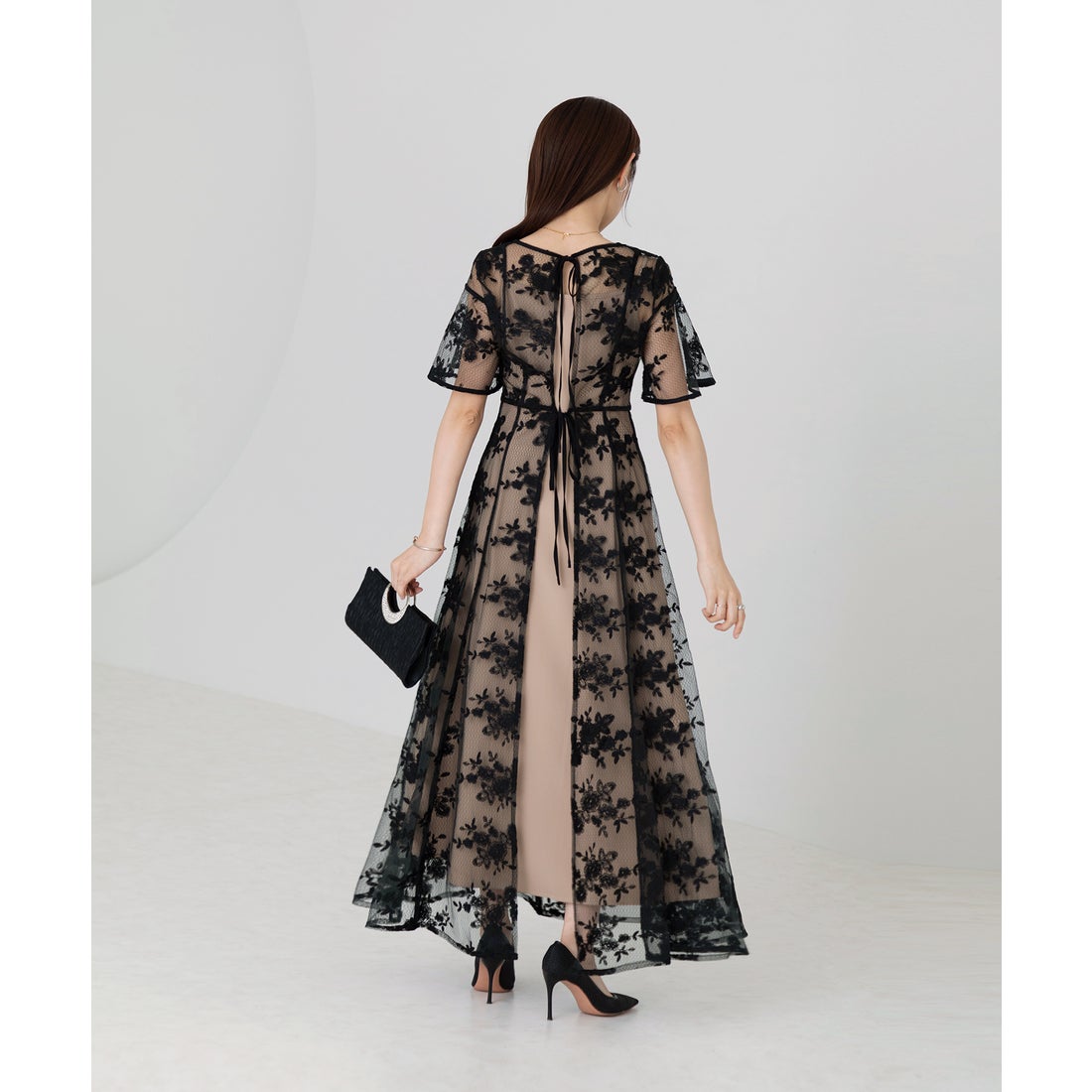 レジャ Leja 花柄後ろリボン半袖キャミワンピースセットアップ