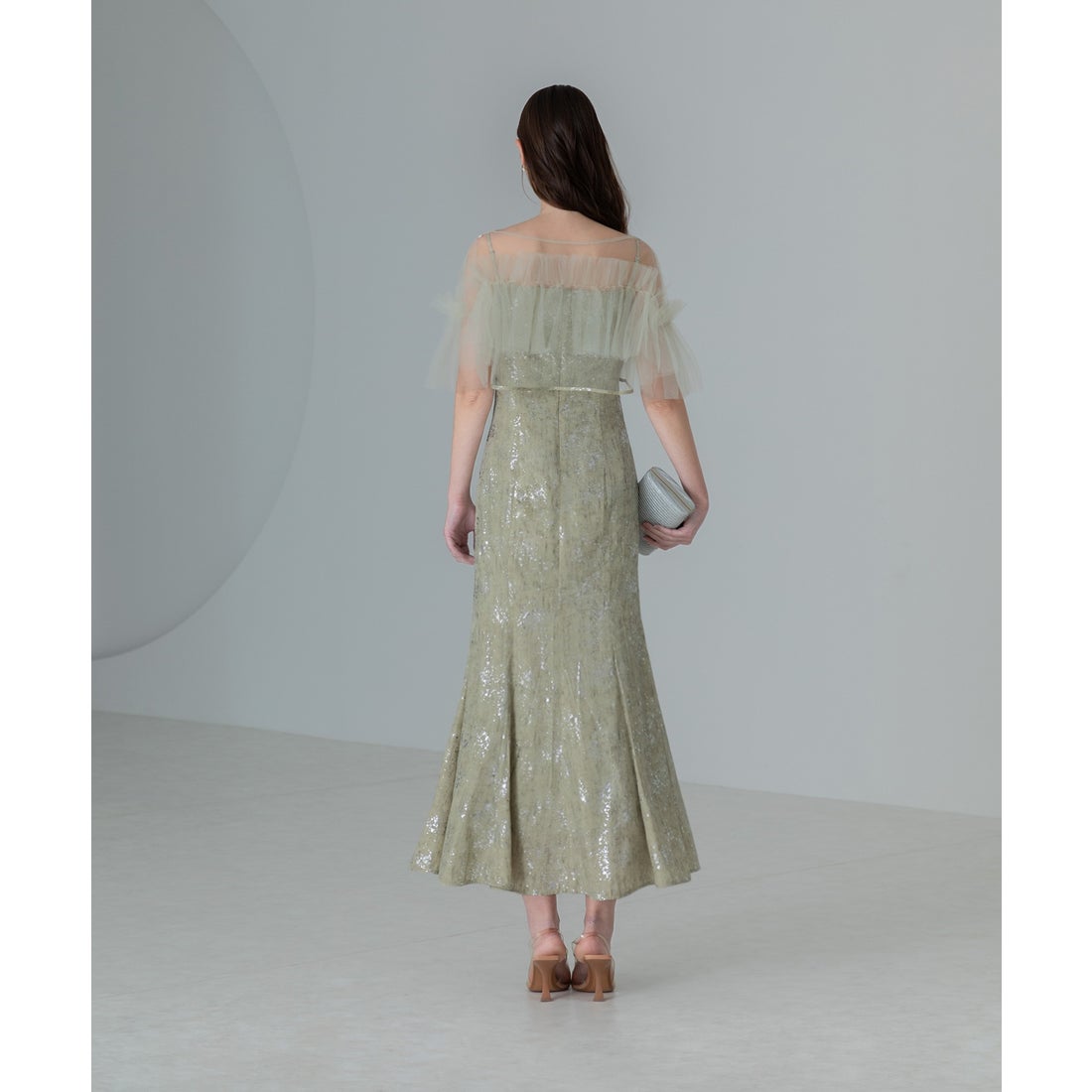 レジャ Leja チュールフリルボレロペイントマーメイドドレスワンピース