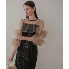 レジャ Leja フラワースパンコールチュールフリルスリーブIライン