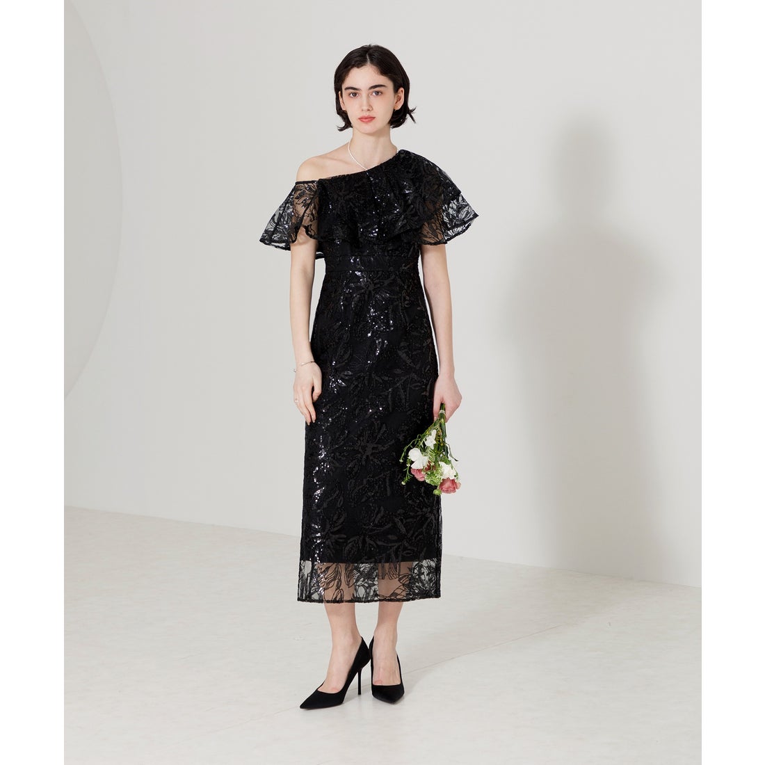 レジャ Leja フリルオフショルダースパンコールウェストマークスリット