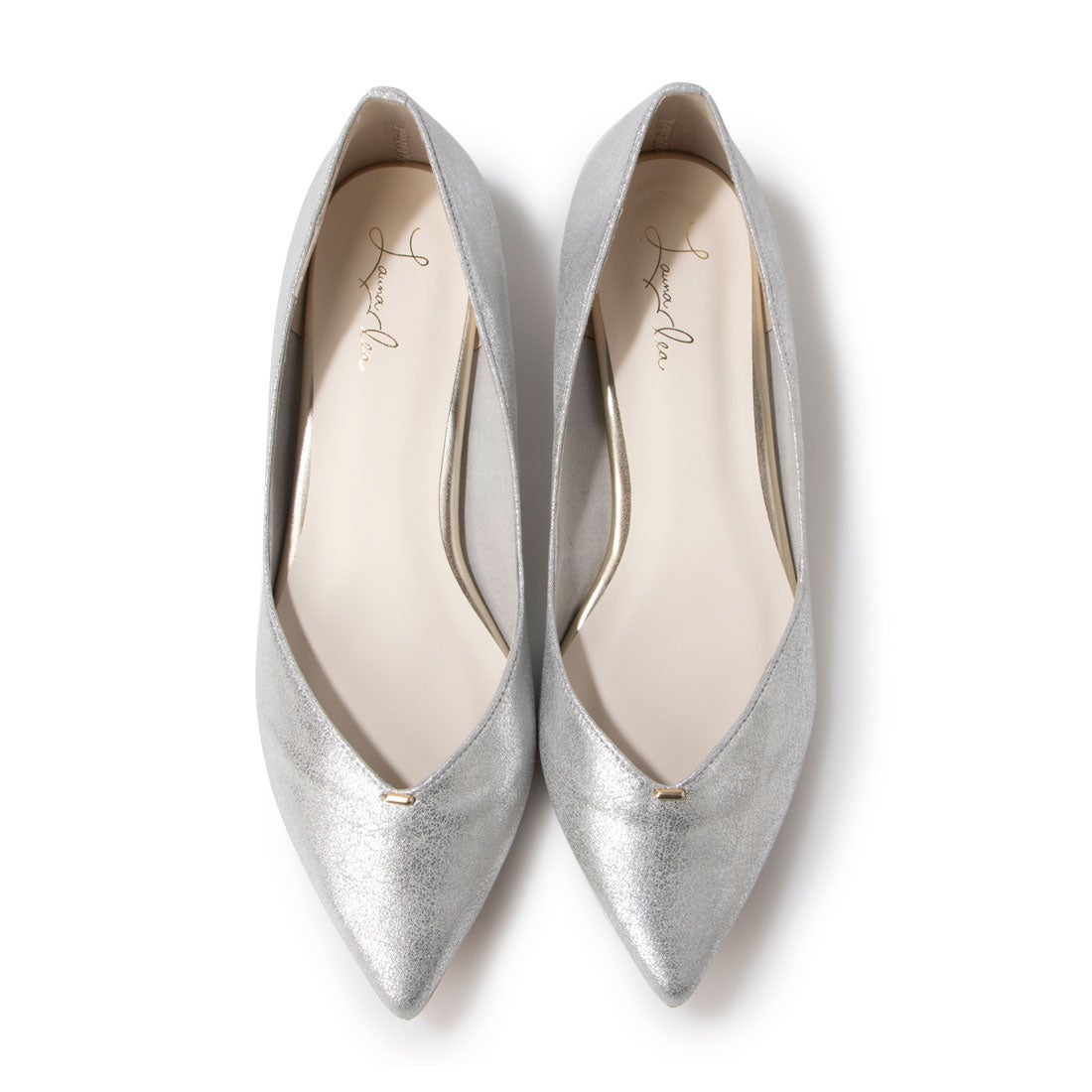 サイドカットフラットパンプス(0492) （シルバーS） -レディース