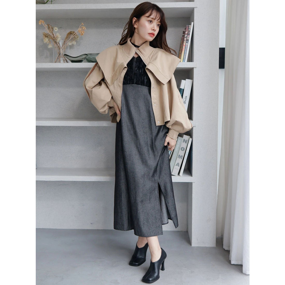 レディメイド LADYMADE タックボリュームスリーブZIPブルゾン