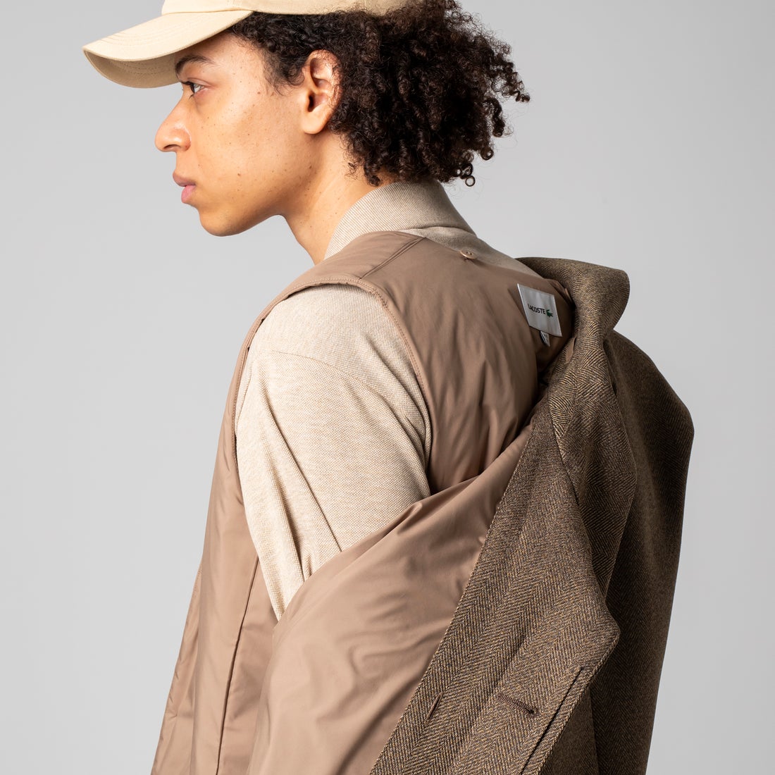 ラコステ LACOSTE TECH TWEED 3wayコート （ベージュ） -ファッション