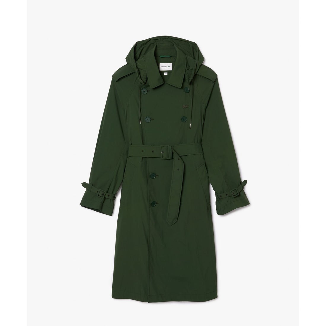 ラコステ LACOSTE 撥水防風トレンチコート （ダークグリーン