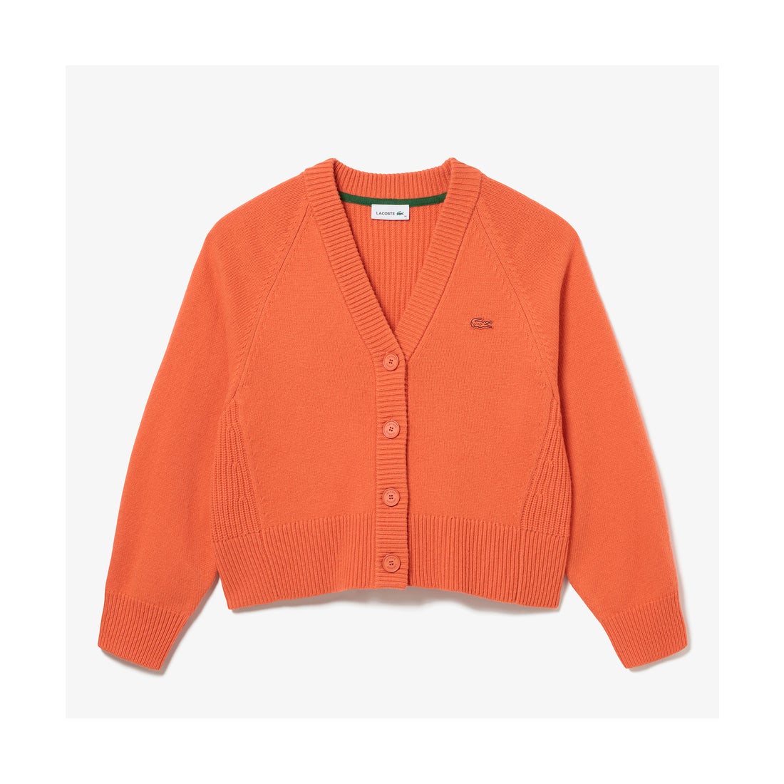 ラコステ LACOSTE 前後切り替えニットカーディガン（オレンジ