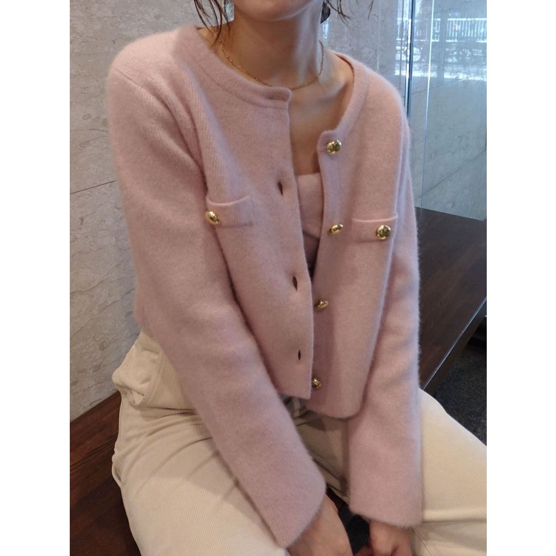 ラグナムーン LAGUNAMOON CHNラクーンニットジャケット （ピンク