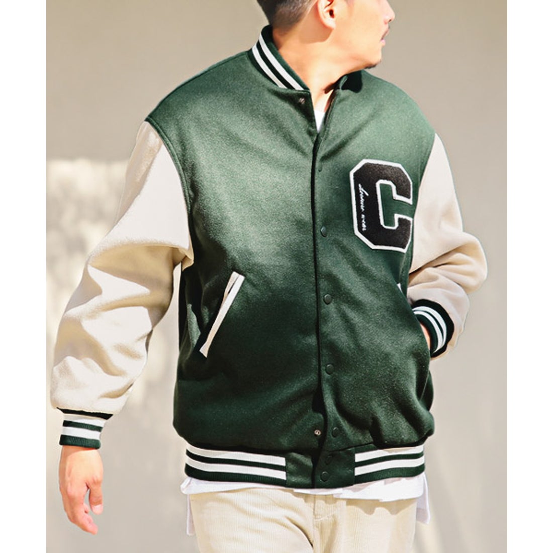 ラグスタイル LUXSTYLE ウールライクワッペンスタジャン/スタジャン