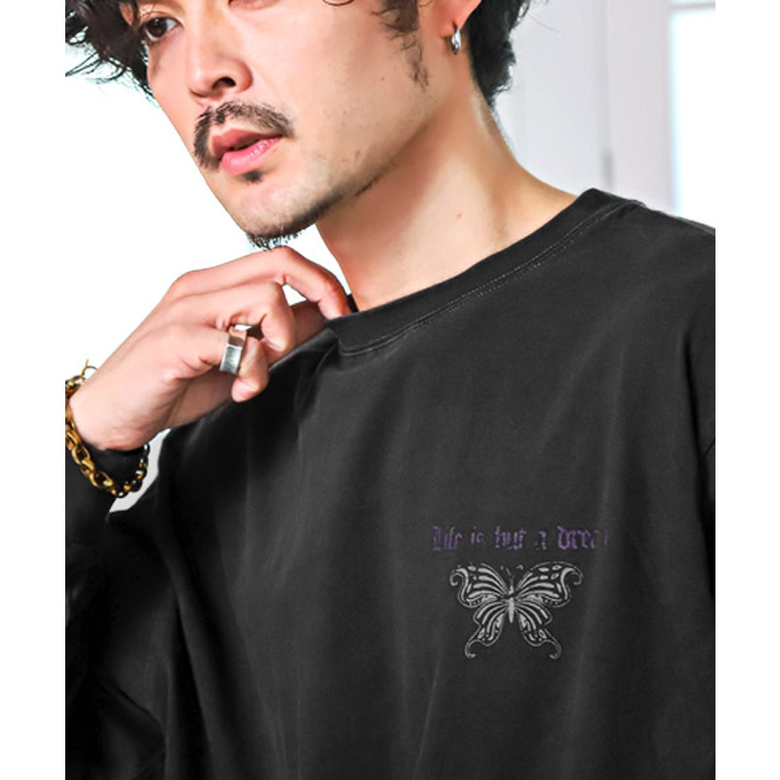 ラグスタイル LUXSTYLE ピグメント加工フェイクレイヤードロンT/ロンT