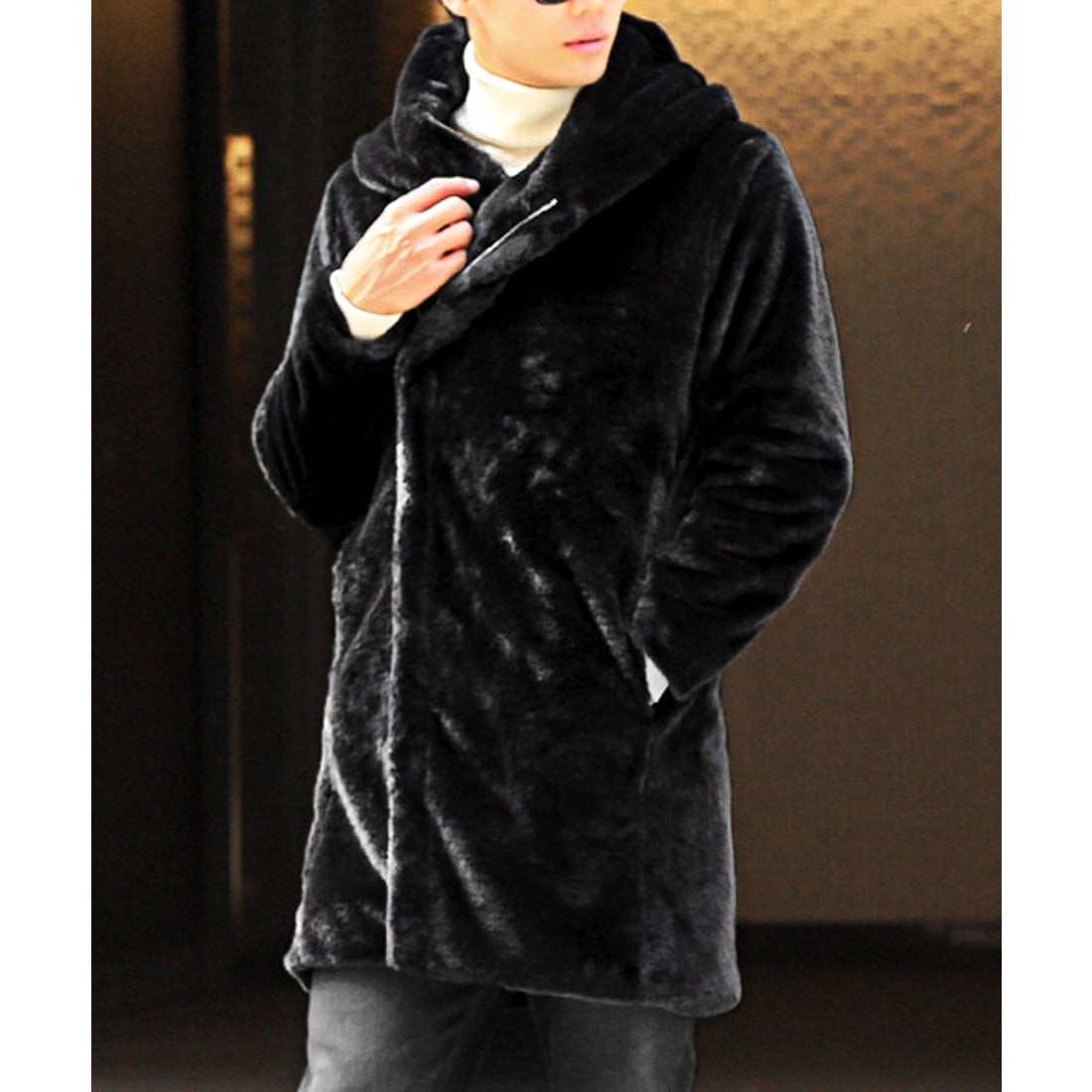 ラグスタイル LUXSTYLE シャギーファーフーデッドコート/コート メンズ