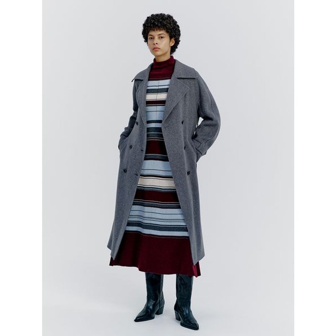 ミラ オーウェン Mila Owen ベルト付きリバーピーコート （NVY） -靴