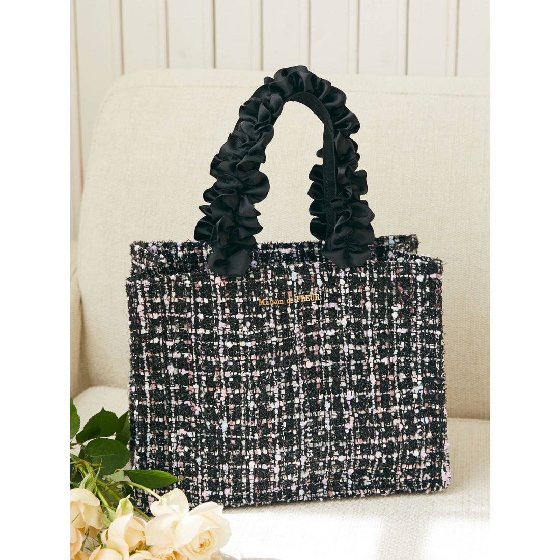 メゾン ド フルール Maison de FLEUR EC限定ツイードトートSバッグ