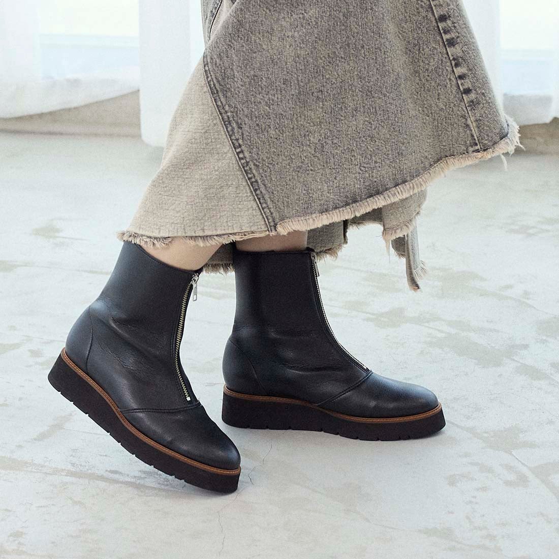 モード エ ジャコモ MODE ET JACOMO 厚底フロントジッパーブーツ