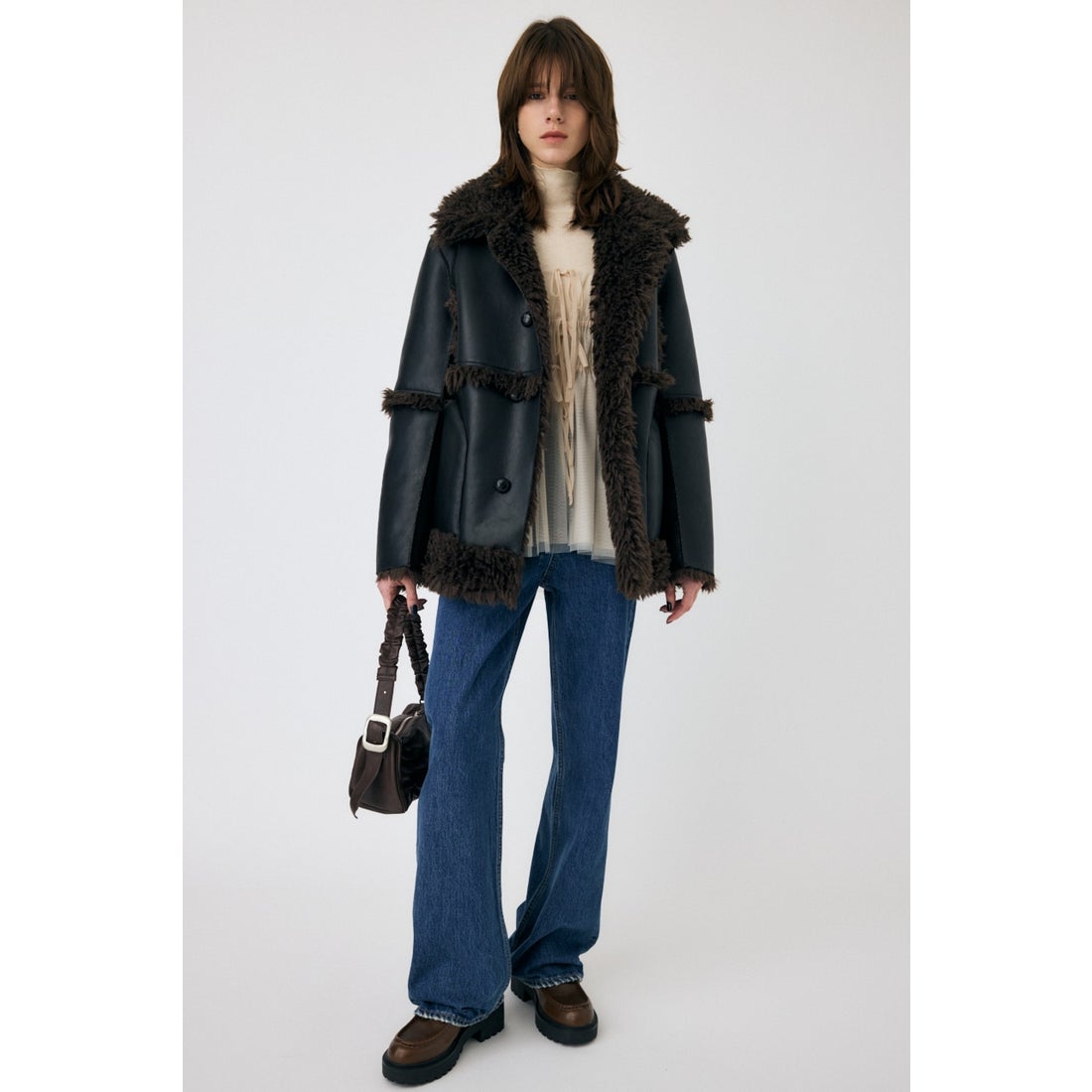 MOUSSY SHEARLING OVER ジャケット BLK -ファッション通販 FASHION WALKER