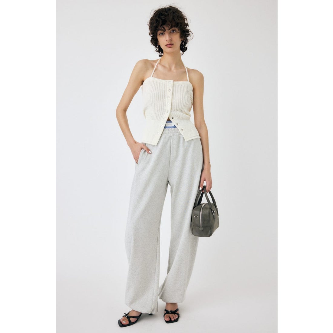 MOUSSY FRONT BUTTON ニットキャミ BLK -ファッション通販 FASHION WALKER