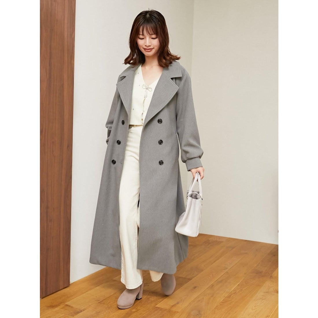 MAJESTIC LEGON バックデザインチェスターコート（グレー