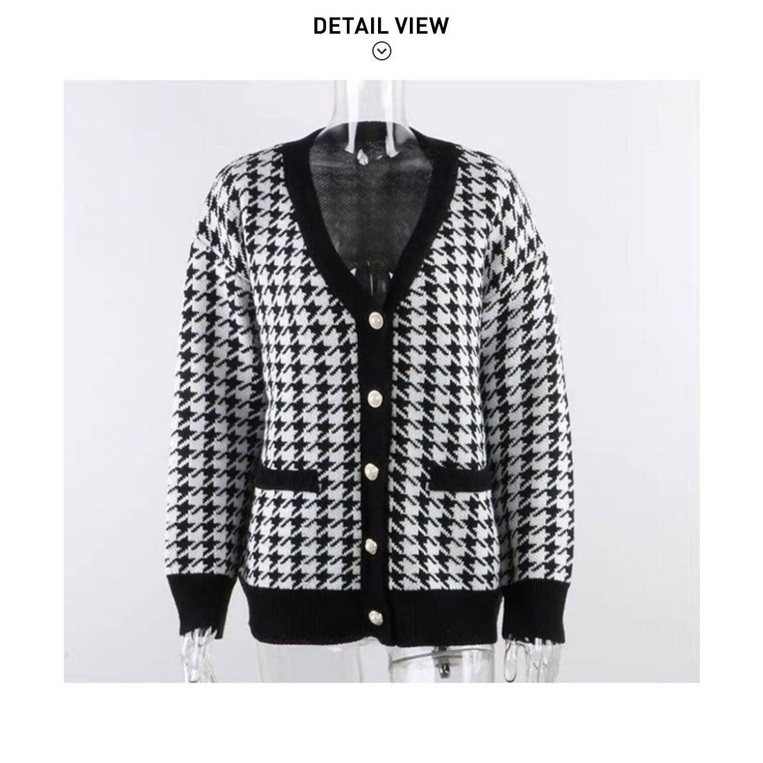 メゾンドラティール maison de LATIR 千鳥格子柄ニットカーディガン