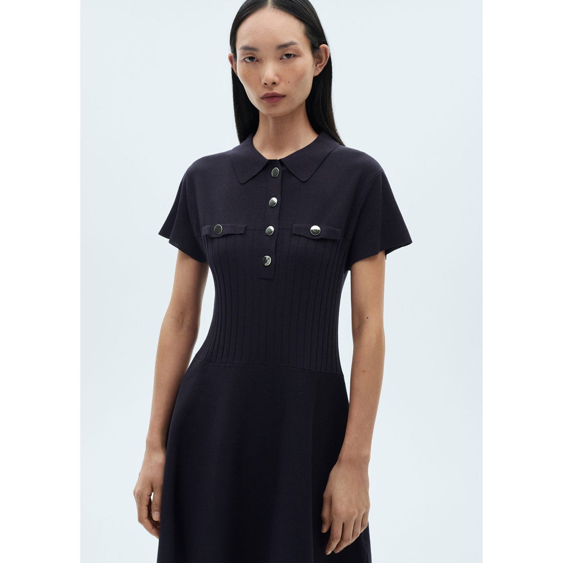 ミニワンピース .-- LADY-H （ネイビーブルー） -MANGO - マンゴ公式