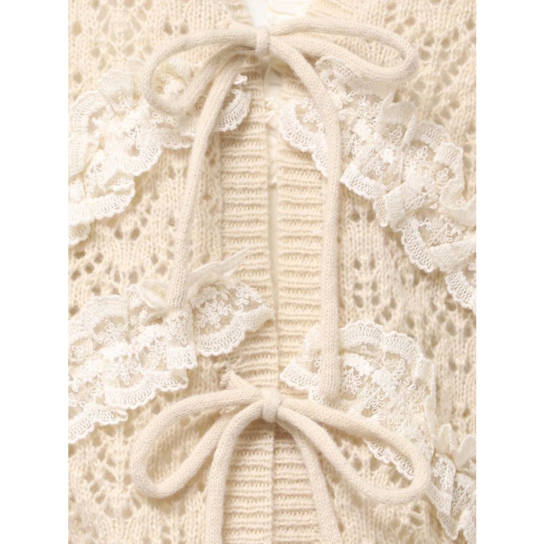 メリージェニー merry jenny 透かし編みフリルニットカーディガン