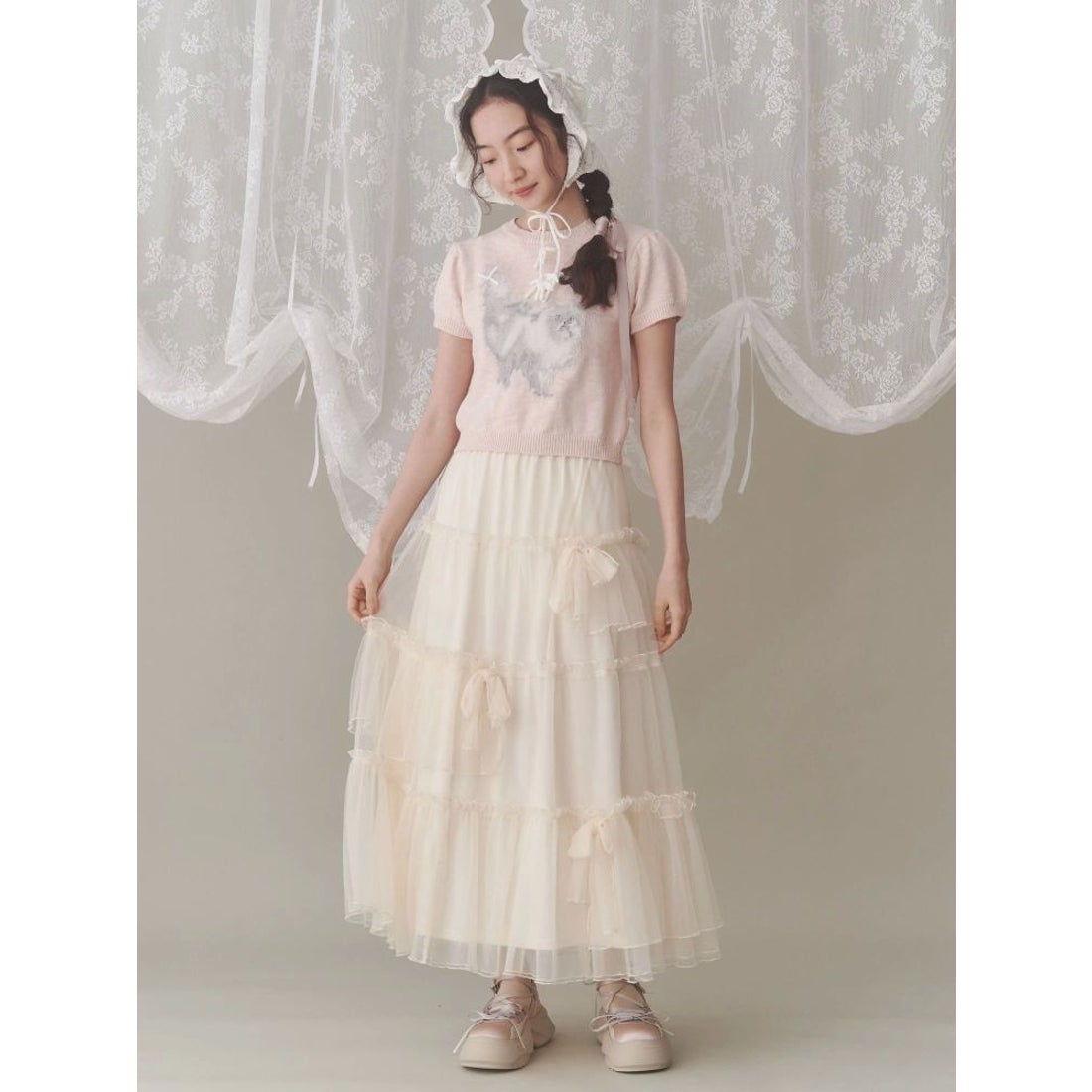 メリージェニー merry jenny ランダムリボンチュールスカート