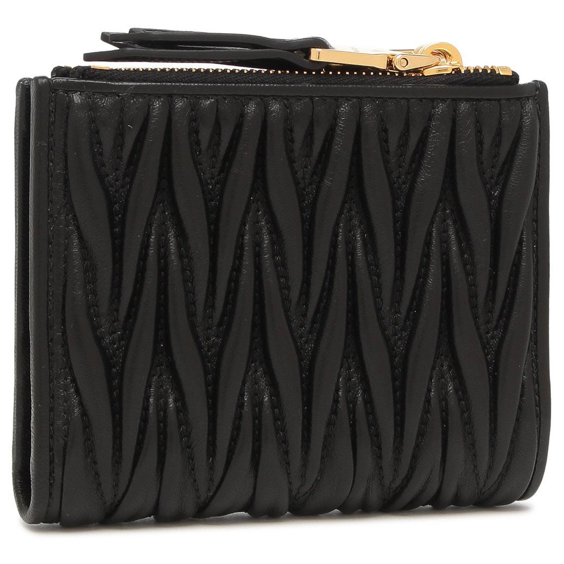 ミュウミュウ Miu Miu 二つ折り財布 マテラッセ ブラック ゴールド