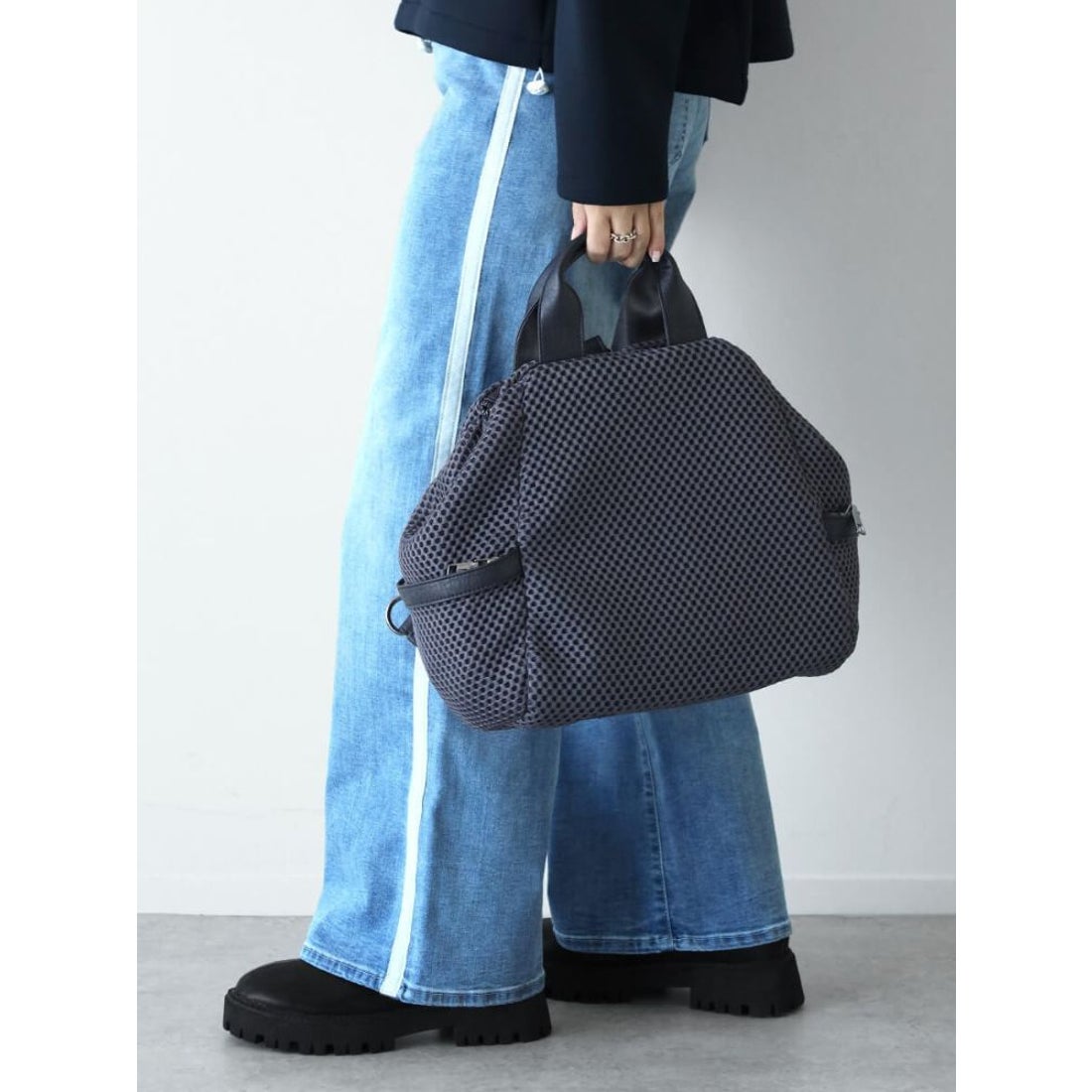 ヌエール nouer 3WAYメッシュバッグ （ブラック） -靴＆ファッション