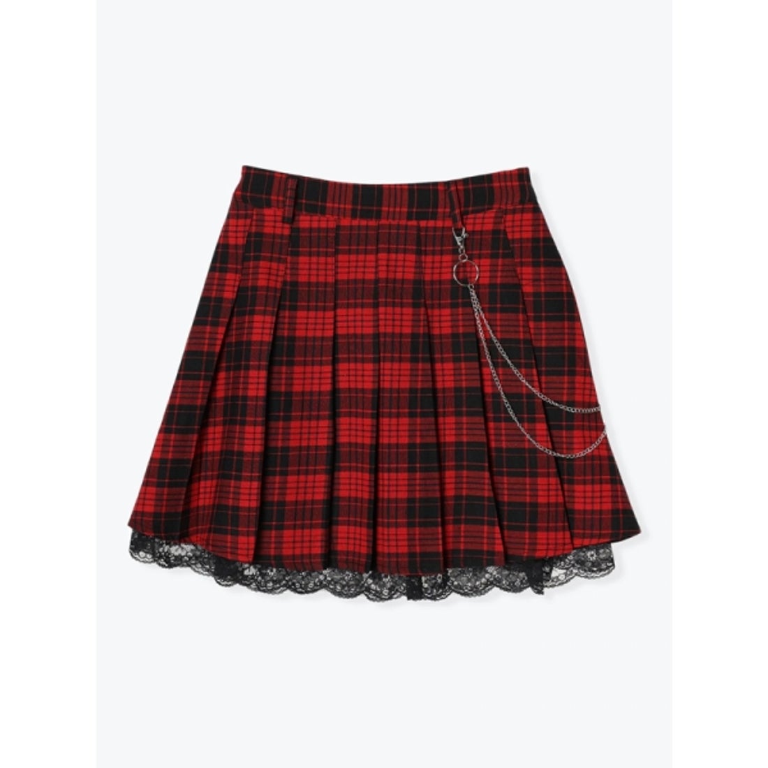 ノエミー NOEMIE ［丈42cm］チェーン付き裾レースプリーツスカート