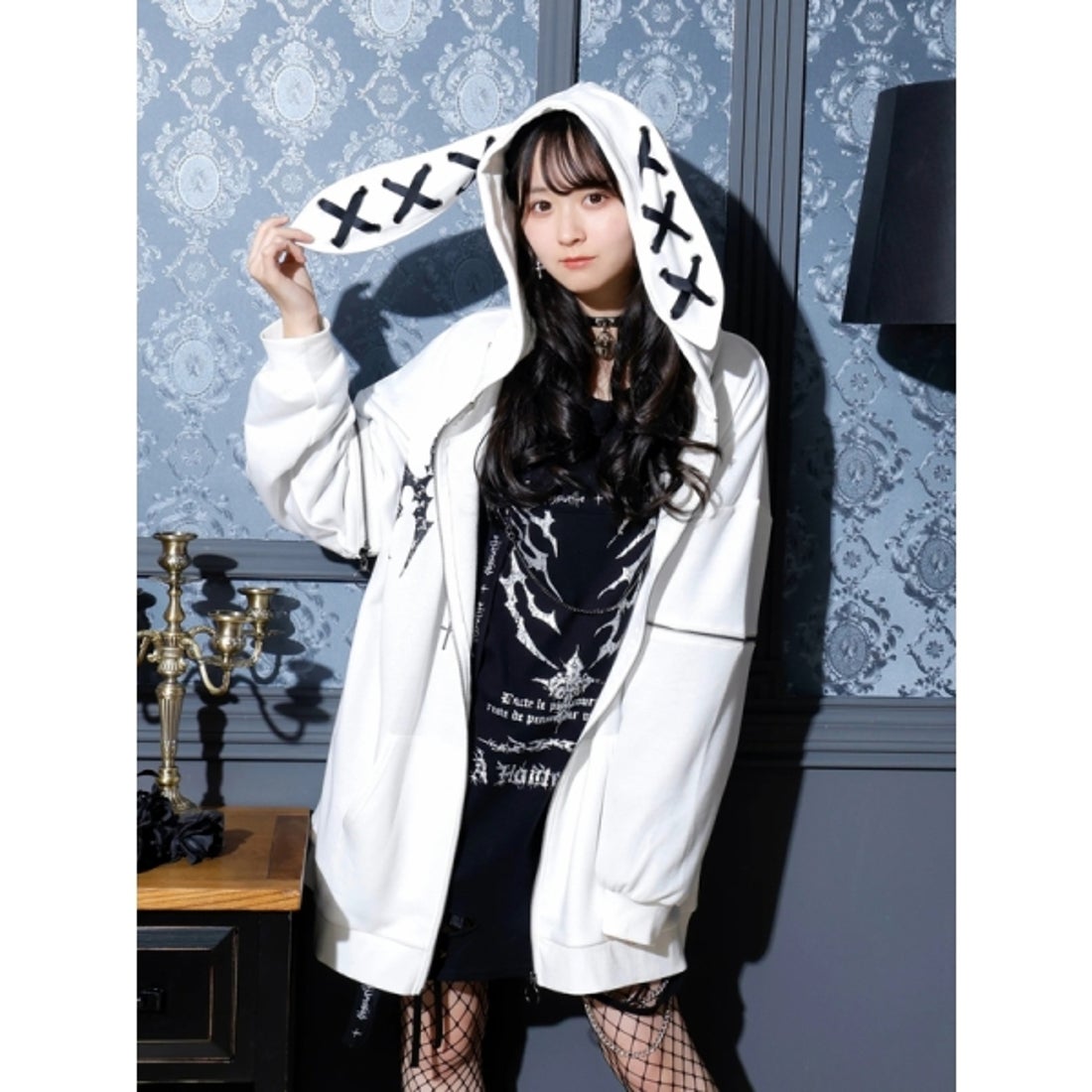 ノエミー NOEMIE 2WAYうさ耳ユニセックスZIPパーカー （紫