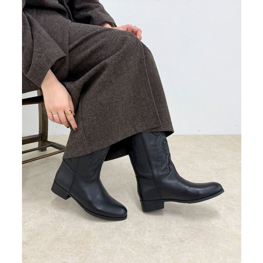 フレディエミュ fredy emue REMME レザーウエスタンロングブーツ