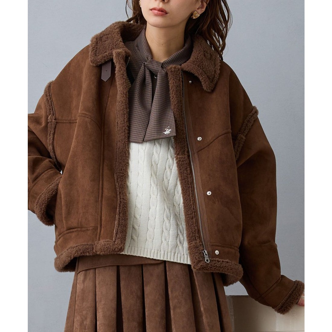ニコルクラブ NICOLE CLUB フェイクムートンブルゾン （13ブラウン