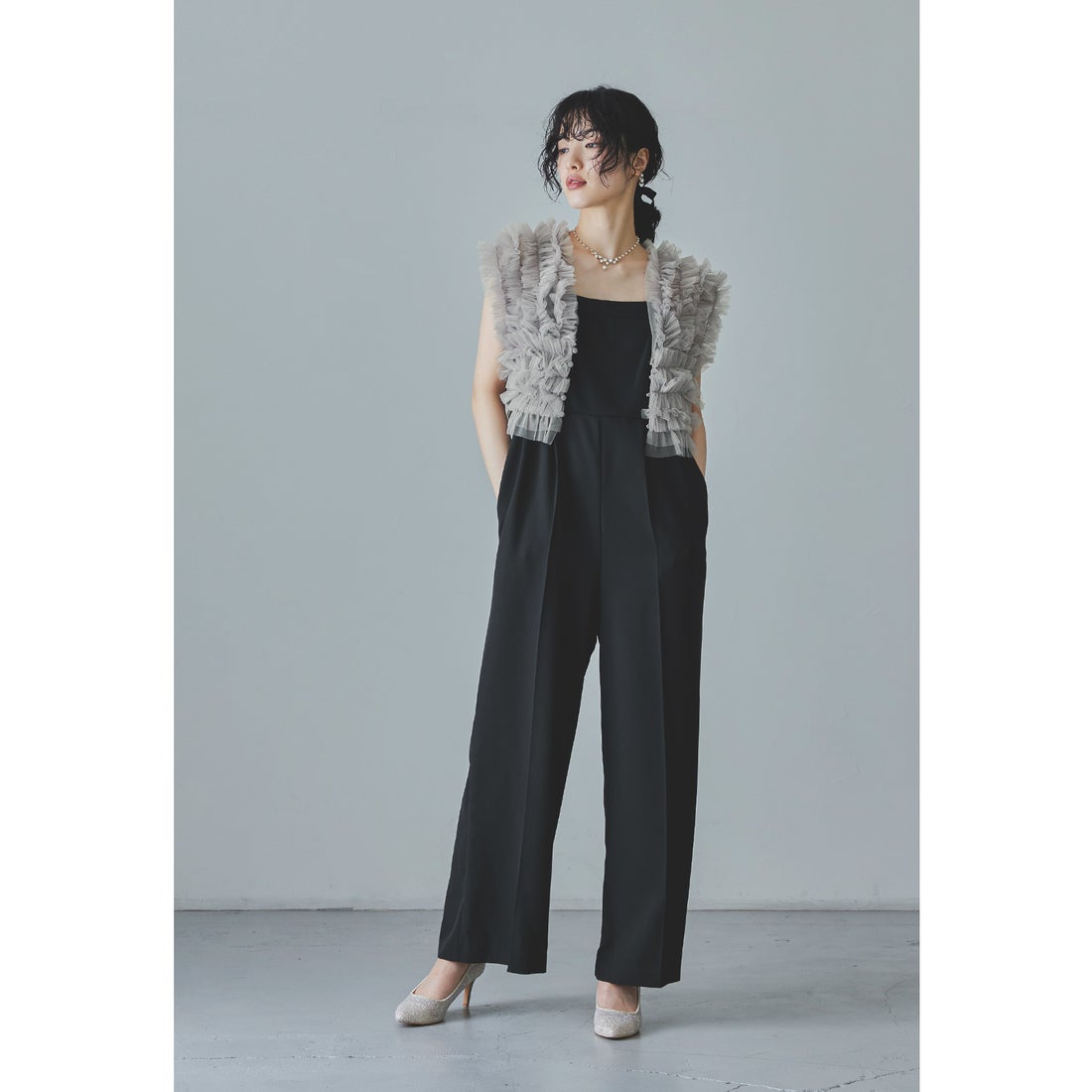 ニアナ niana チュールベストオールインワンドレス パンツドレス