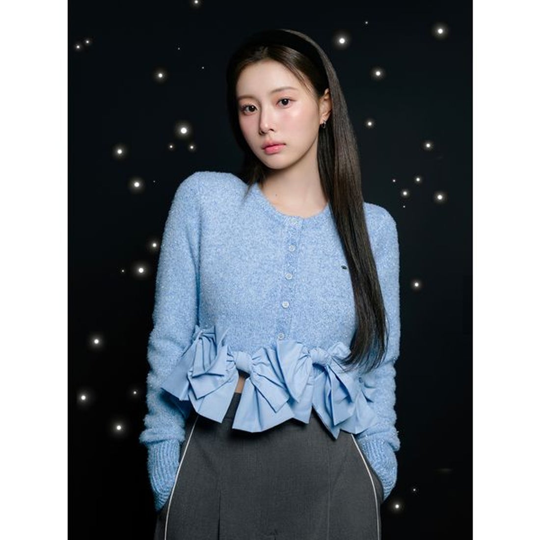 スナイデル SNIDEL リボンモチーフカーディガン （BLU） -靴