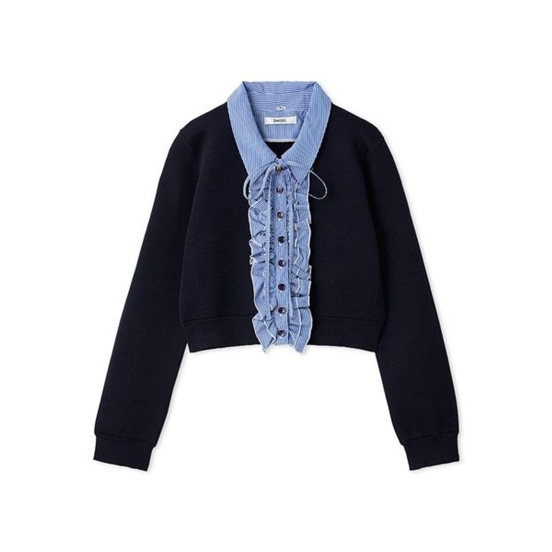 スナイデル SNIDEL フリルニットカーディガン （NVY） -ファッション