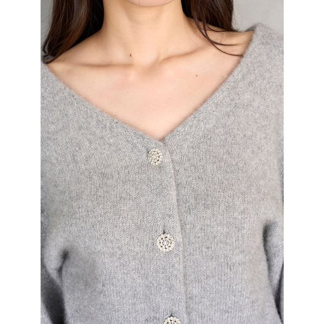 スナイデル SNIDEL フォックスビジューカーディガン （GRY