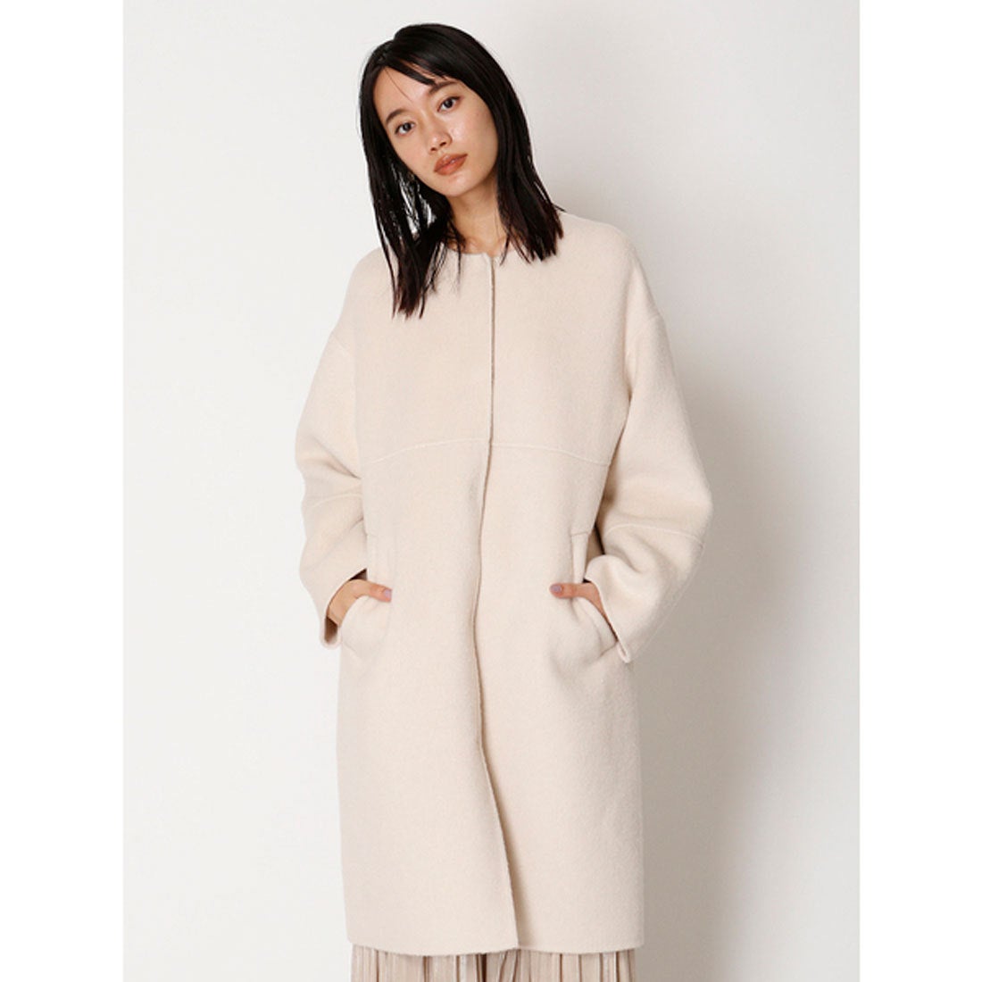 スナイデル SNIDEL リバーウールコート （アイボリー） -靴