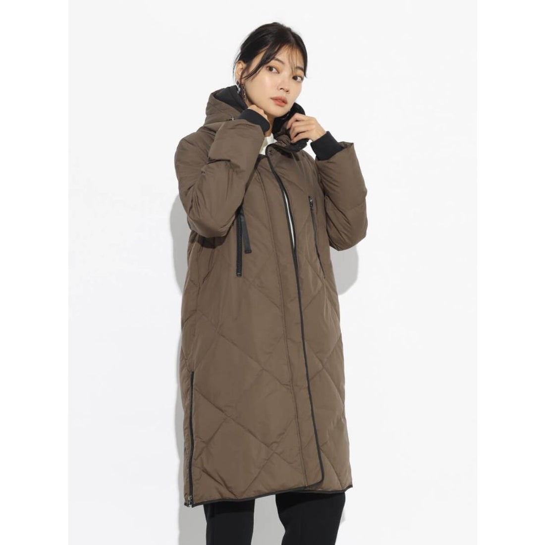 スコットクラブ SCOTCLUB バイカラーロングダウンコート （ダーク