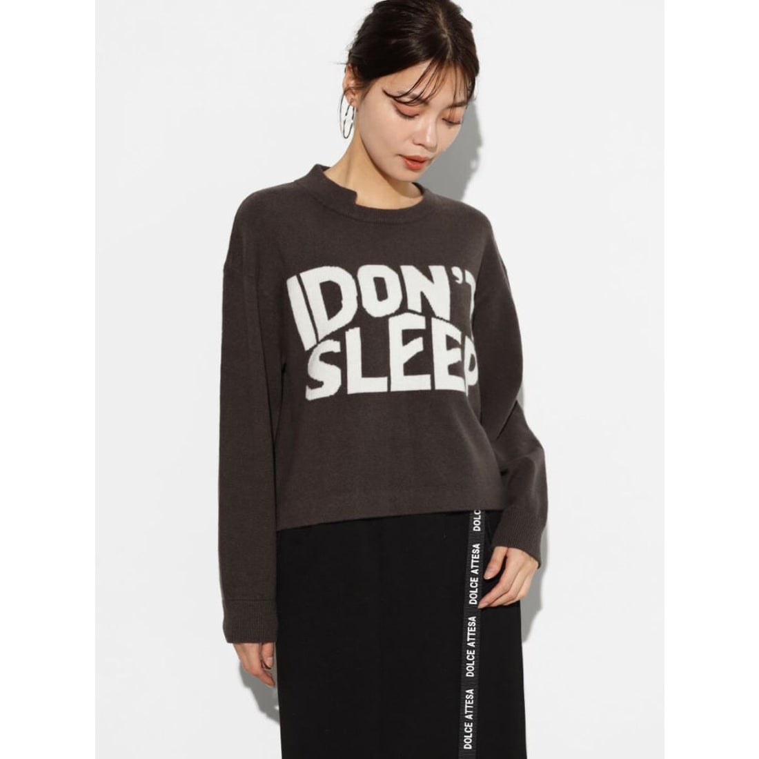 スコットクラブ SCOTCLUB 配色ロゴショートニット （チャコールグレー